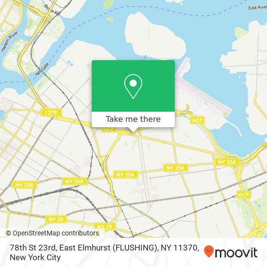 Mapa de 78th St 23rd, East Elmhurst (FLUSHING), NY 11370