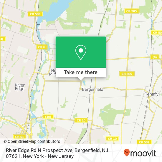 Mapa de River Edge Rd N Prospect Ave, Bergenfield, NJ 07621