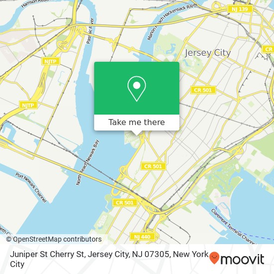 Mapa de Juniper St Cherry St, Jersey City, NJ 07305