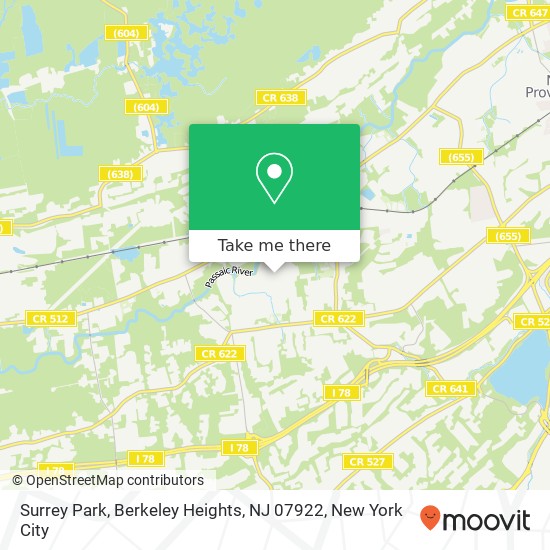 Mapa de Surrey Park, Berkeley Heights, NJ 07922