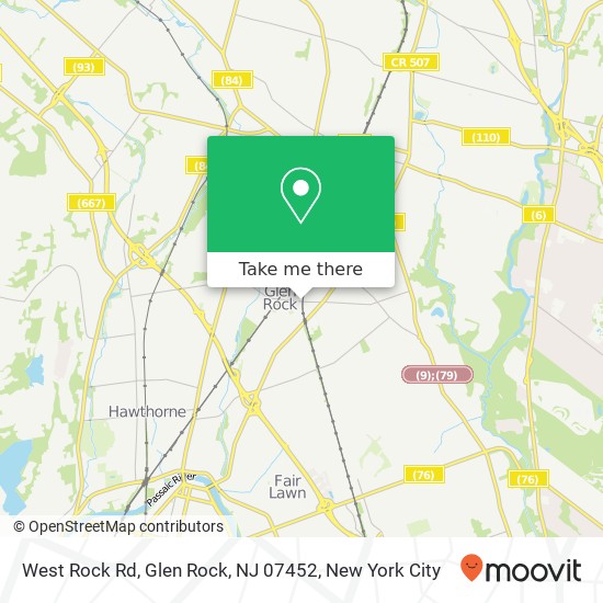 Mapa de West Rock Rd, Glen Rock, NJ 07452