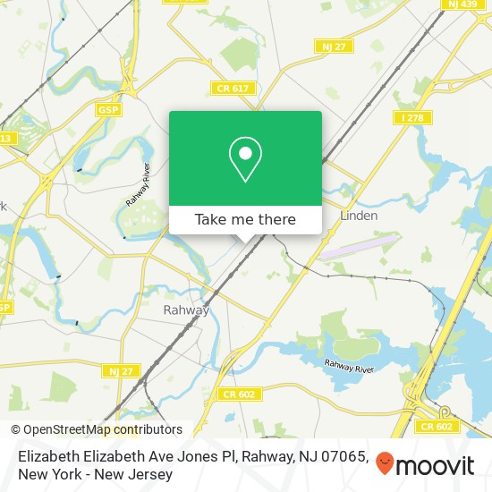 Mapa de Elizabeth Elizabeth Ave Jones Pl, Rahway, NJ 07065