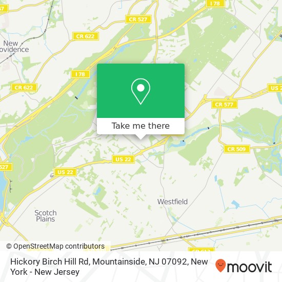 Mapa de Hickory Birch Hill Rd, Mountainside, NJ 07092