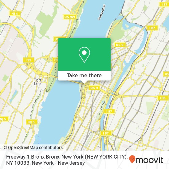 Mapa de Freeway 1 Bronx Bronx, New York (NEW YORK CITY), NY 10033