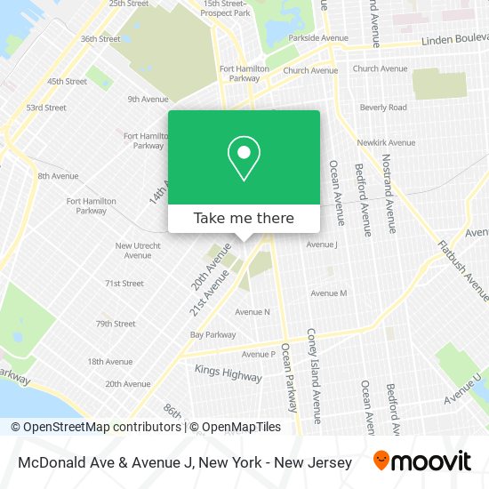 McDonald Ave & Avenue J map