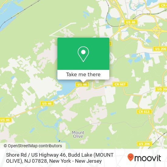 Mapa de Shore Rd / US Highway 46, Budd Lake (MOUNT OLIVE), NJ 07828