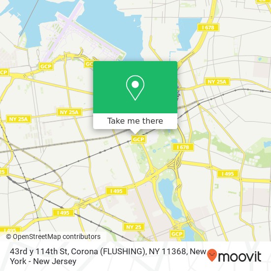 Mapa de 43rd y 114th St, Corona (FLUSHING), NY 11368