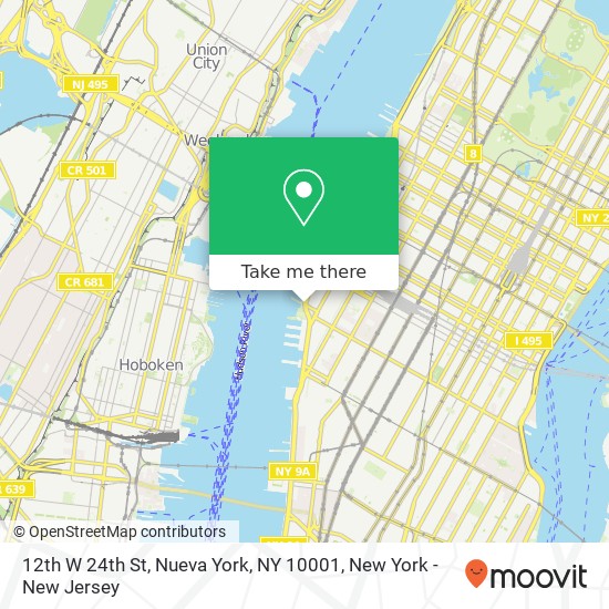 Mapa de 12th W 24th St, Nueva York, NY 10001