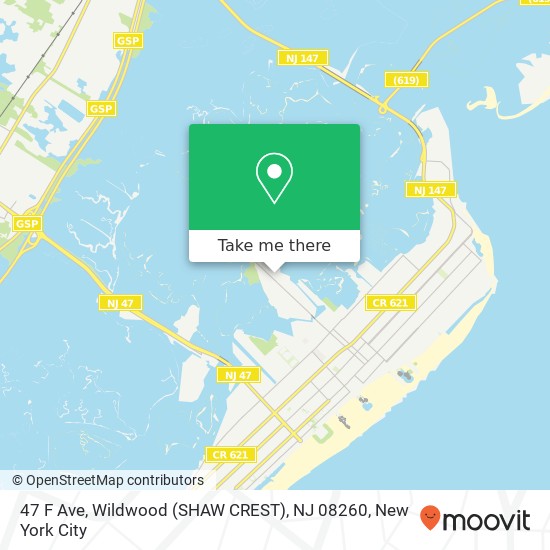 Mapa de 47 F Ave, Wildwood (SHAW CREST), NJ 08260