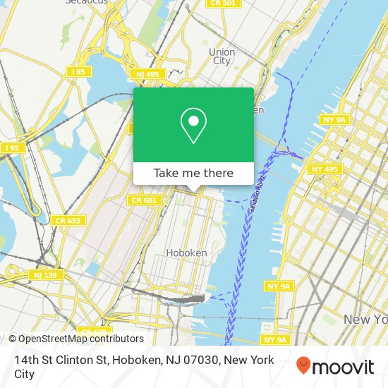 Mapa de 14th St Clinton St, Hoboken, NJ 07030