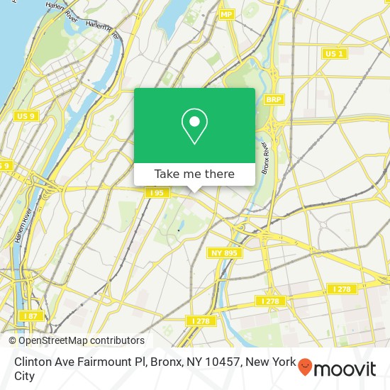 Mapa de Clinton Ave Fairmount Pl, Bronx, NY 10457