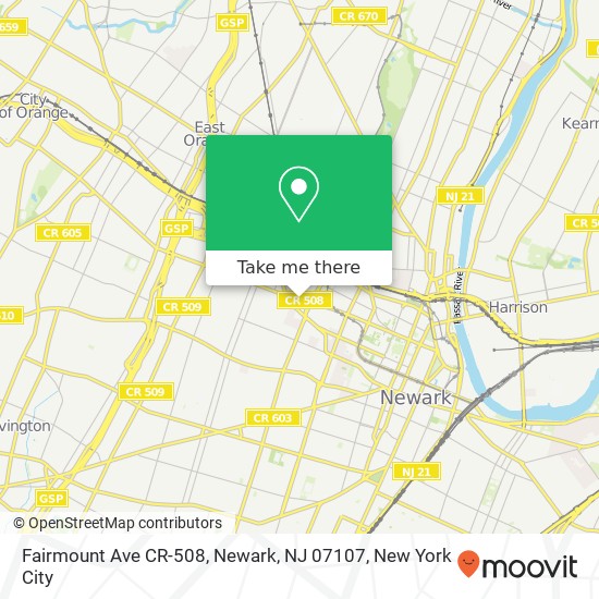Fairmount Ave CR-508, Newark, NJ 07107 map