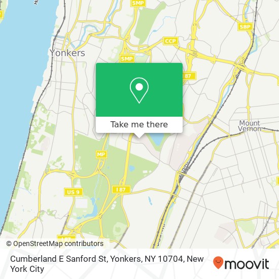 Mapa de Cumberland E Sanford St, Yonkers, NY 10704