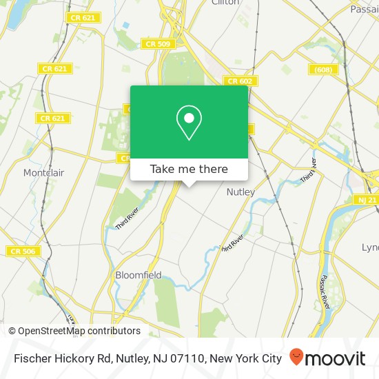 Mapa de Fischer Hickory Rd, Nutley, NJ 07110