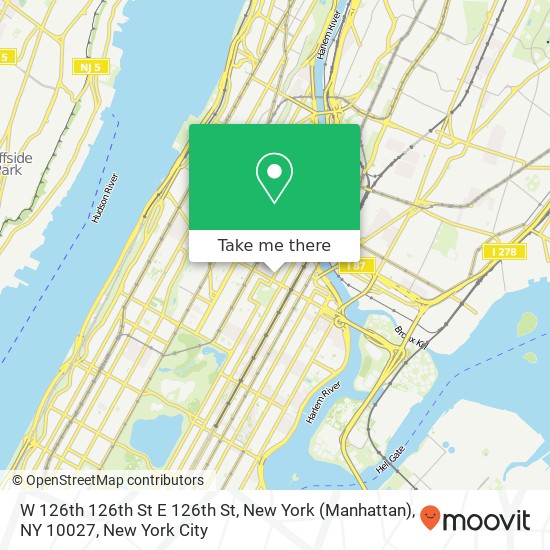 Mapa de W 126th 126th St E 126th St, New York (Manhattan), NY 10027