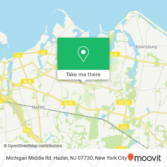Mapa de Michigan Middle Rd, Hazlet, NJ 07730