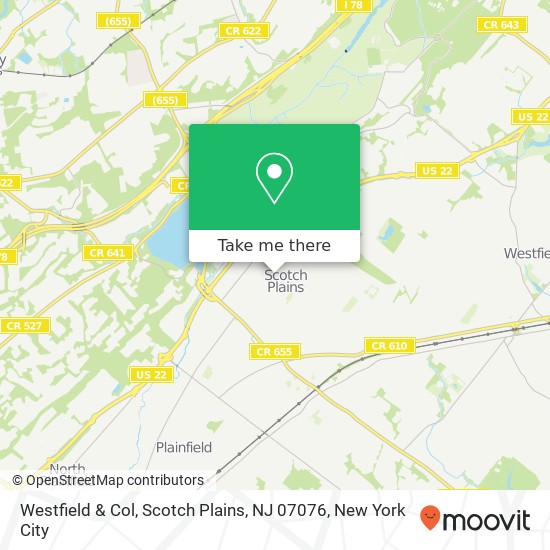 Mapa de Westfield & Col, Scotch Plains, NJ 07076