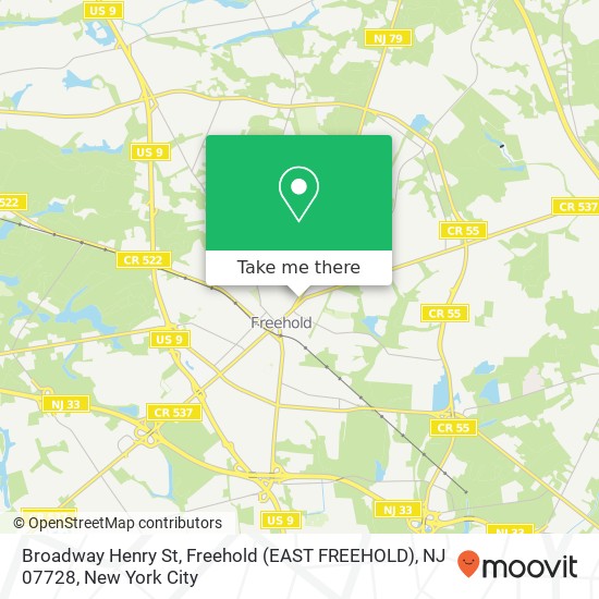 Mapa de Broadway Henry St, Freehold (EAST FREEHOLD), NJ 07728