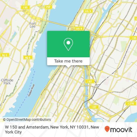 Mapa de W 150 and Amsterdam, New York, NY 10031
