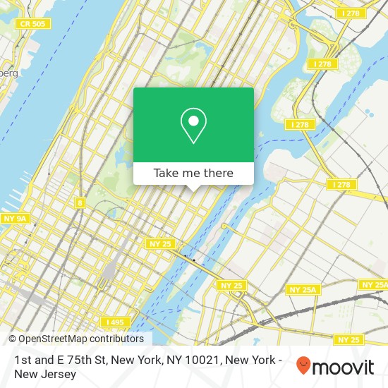 1st and E 75th St, New York, NY 10021 map