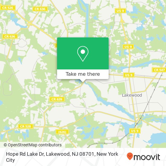 Mapa de Hope Rd Lake Dr, Lakewood, NJ 08701