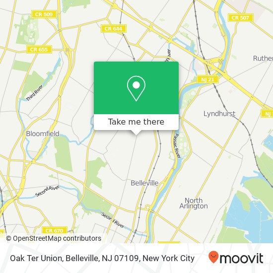 Mapa de Oak Ter Union, Belleville, NJ 07109