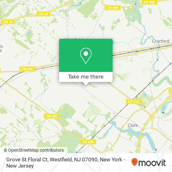 Mapa de Grove St Floral Ct, Westfield, NJ 07090
