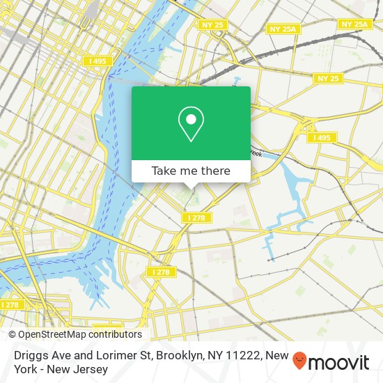 Mapa de Driggs Ave and Lorimer St, Brooklyn, NY 11222