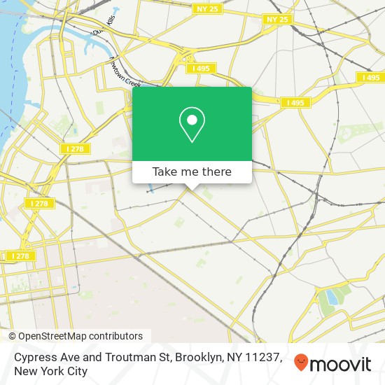 Mapa de Cypress Ave and Troutman St, Brooklyn, NY 11237