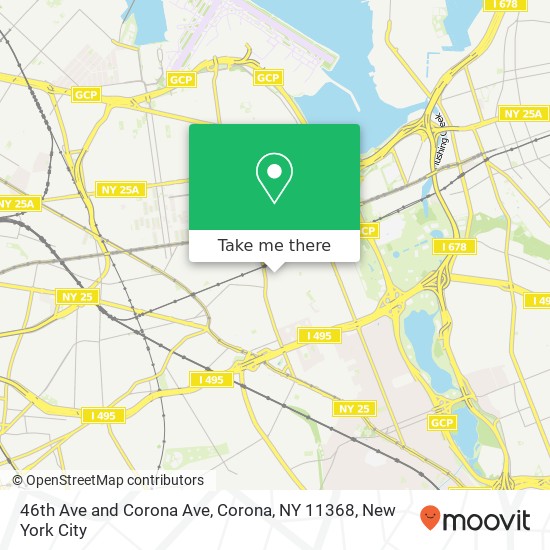 Mapa de 46th Ave and Corona Ave, Corona, NY 11368