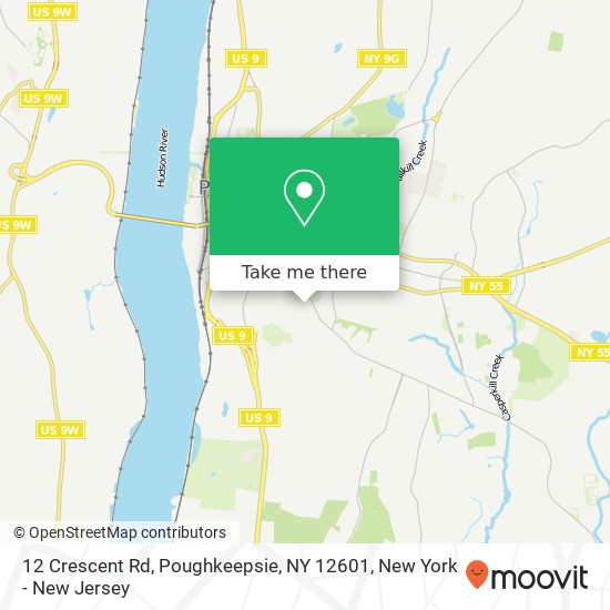 Mapa de 12 Crescent Rd, Poughkeepsie, NY 12601