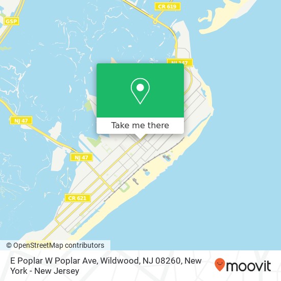 Mapa de E Poplar W Poplar Ave, Wildwood, NJ 08260