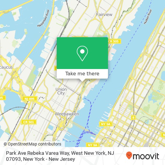 Mapa de Park Ave Rebeka Varea Way, West New York, NJ 07093