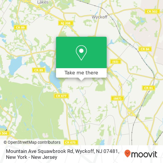 Mapa de Mountain Ave Squawbrook Rd, Wyckoff, NJ 07481