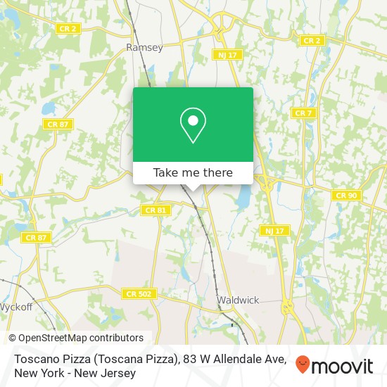 Mapa de Toscano Pizza (Toscana Pizza), 83 W Allendale Ave