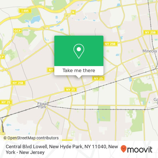 Mapa de Central Blvd Lowell, New Hyde Park, NY 11040