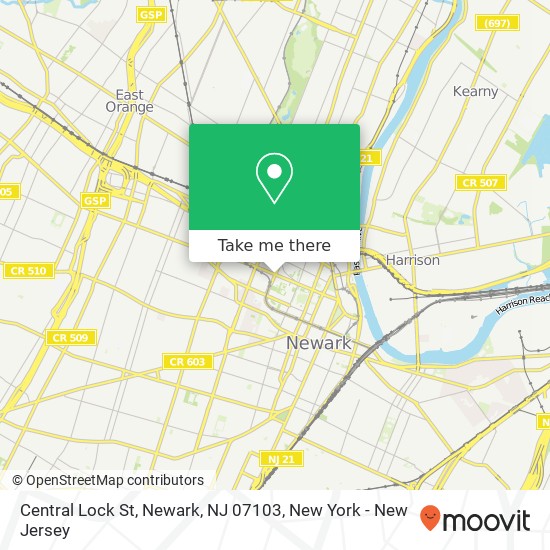 Mapa de Central Lock St, Newark, NJ 07103