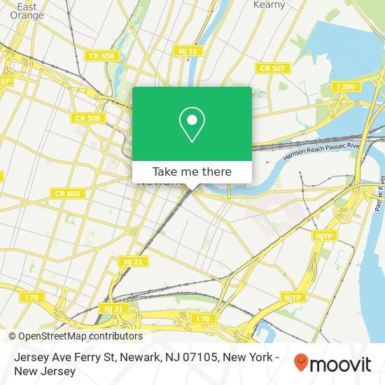 Mapa de Jersey Ave Ferry St, Newark, NJ 07105