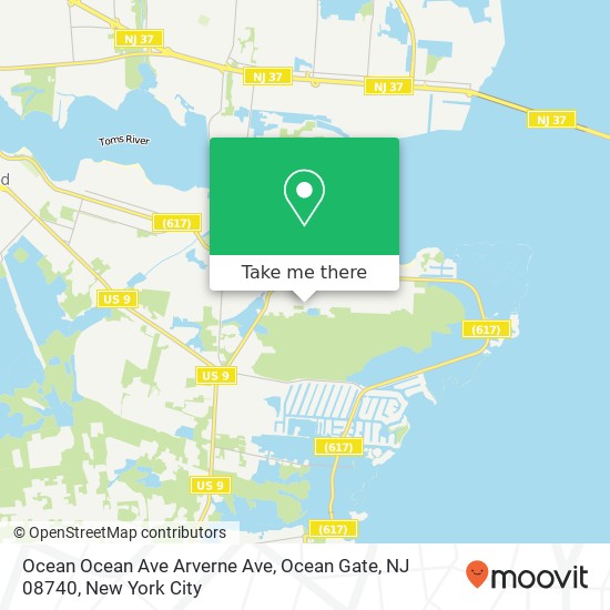 Mapa de Ocean Ocean Ave Arverne Ave, Ocean Gate, NJ 08740