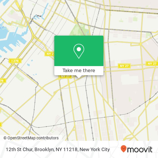 Mapa de 12th St Chur, Brooklyn, NY 11218