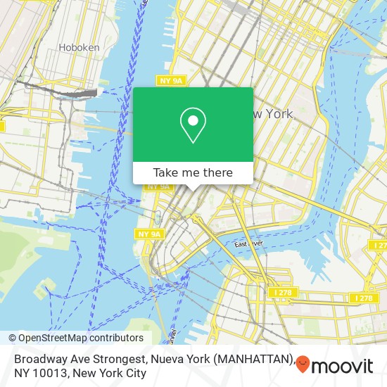 Mapa de Broadway Ave Strongest, Nueva York (MANHATTAN), NY 10013