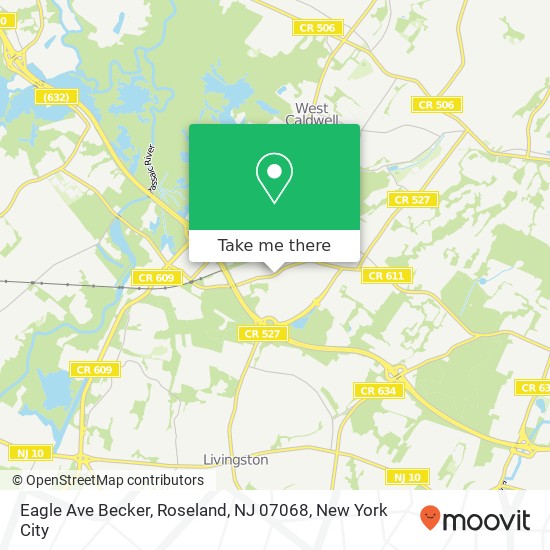 Mapa de Eagle Ave Becker, Roseland, NJ 07068