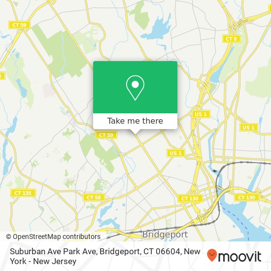 Mapa de Suburban Ave Park Ave, Bridgeport, CT 06604
