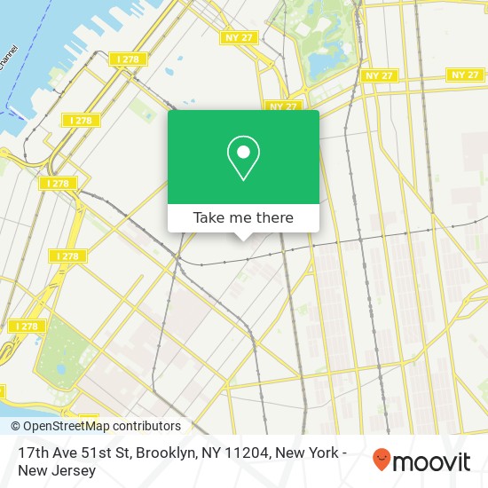 Mapa de 17th Ave 51st St, Brooklyn, NY 11204