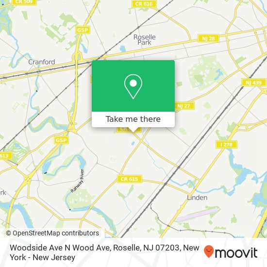 Woodside Ave N Wood Ave, Roselle, NJ 07203 map