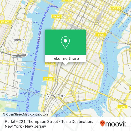 Mapa de Parkit - 221 Thompson Street - Tesla Destination