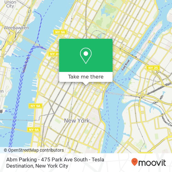 Mapa de Abm Parking - 475 Park Ave South - Tesla Destination