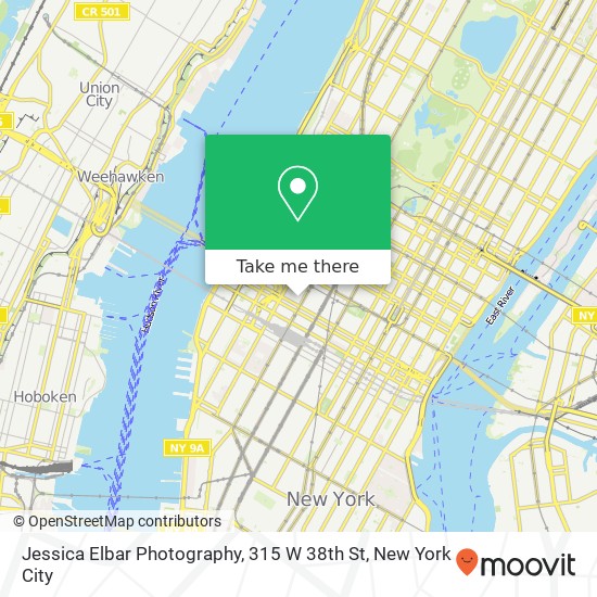 Mapa de Jessica Elbar Photography, 315 W 38th St