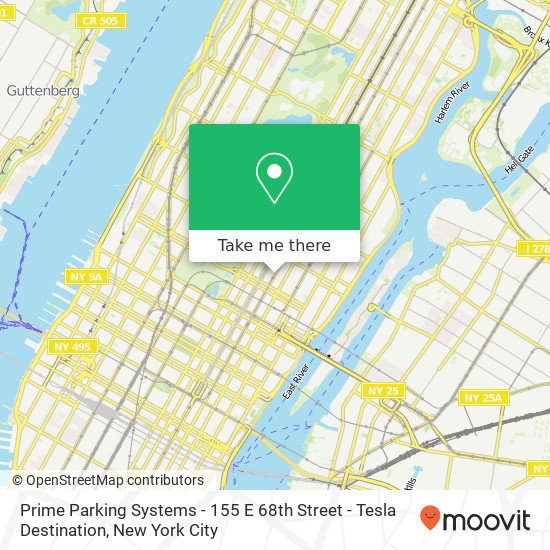 Mapa de Prime Parking Systems - 155 E 68th Street - Tesla Destination