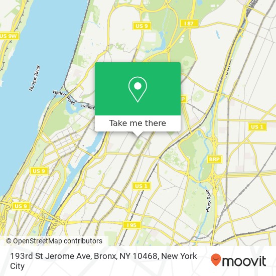 193rd St Jerome Ave, Bronx, NY 10468 map